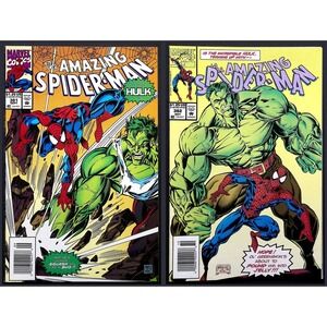 Amazing‎ Spider Man Comic Books 381 382 Newsstand Hulk Marvel Comics 2x Lot
